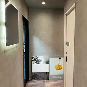 office entrance door and two advertising boards